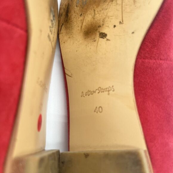 Red Suede Flats with Lip Embroidery‎ from & Other Stories Women's Size 40 - Picture 16 of 16